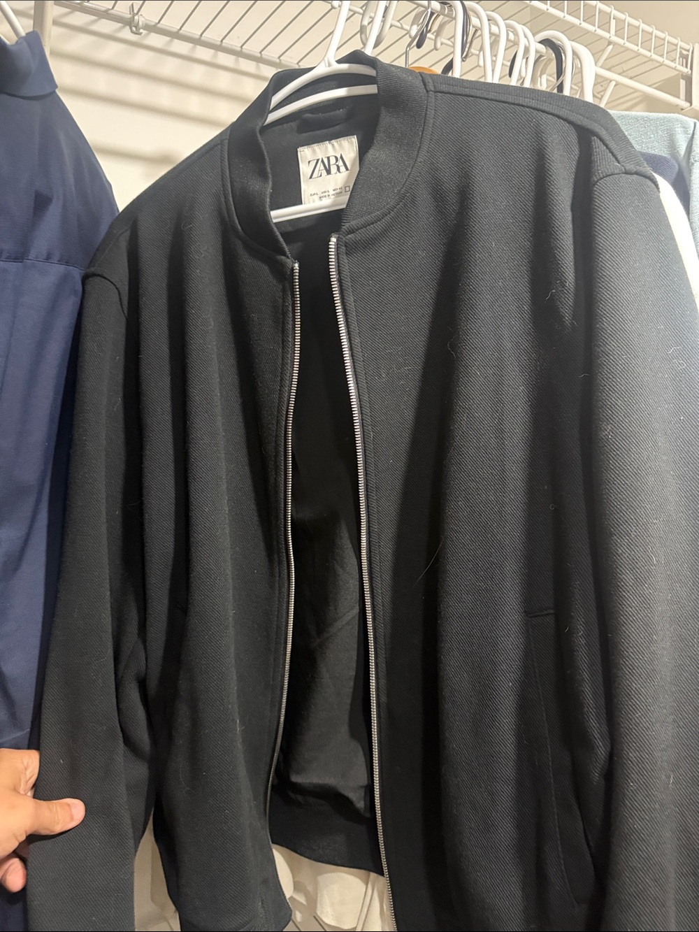 Zara Black Bomber Jacket with Silver Zip